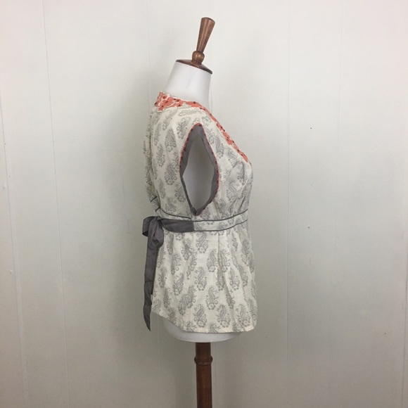 Anthropologie Embroidered Tie Back Top - Picture 4 of 8